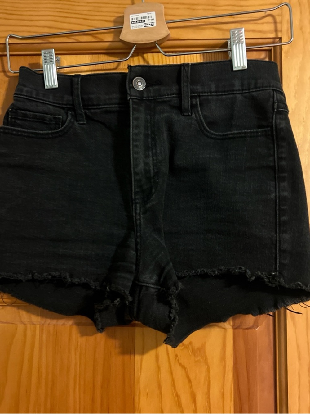 Abercrombie & Fitch Black High-Rise Distressed Denim Shorts